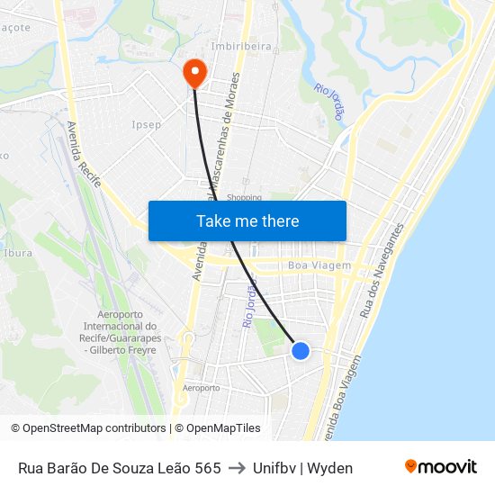 Rua Barão De Souza Leão 565 to Unifbv | Wyden map