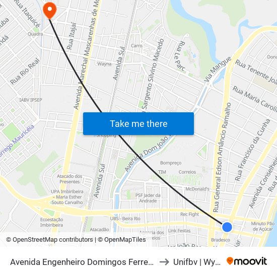 Avenida Engenheiro Domingos Ferreira 462 to Unifbv | Wyden map
