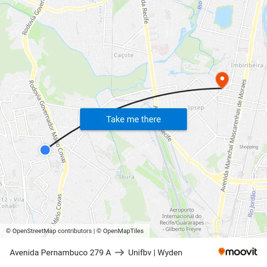 Avenida Pernambuco 279 A to Unifbv | Wyden map