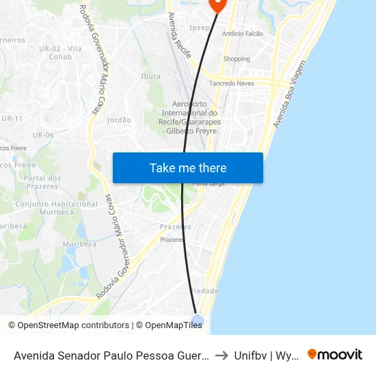 Avenida Senador Paulo Pessoa Guerra 332 to Unifbv | Wyden map
