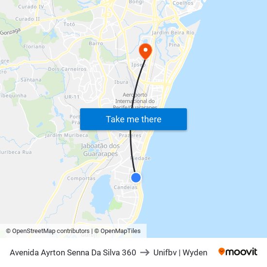 Avenida Ayrton Senna Da Silva 360 to Unifbv | Wyden map
