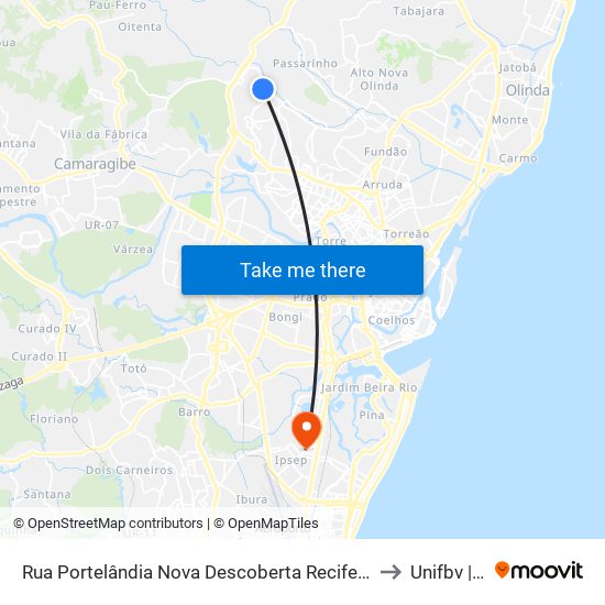 Rua Portelândia Nova Descoberta Recife - Pernambuco 52191 Brasil to Unifbv | Wyden map