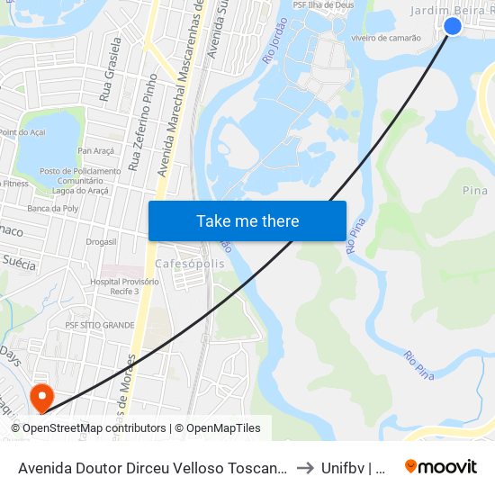 Avenida Doutor Dirceu Velloso Toscano De Brito 285 to Unifbv | Wyden map