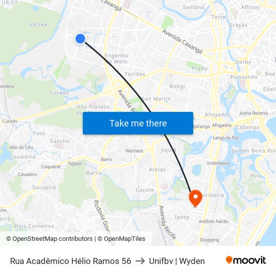 Rua Acadêmico Hélio Ramos 56 to Unifbv | Wyden map