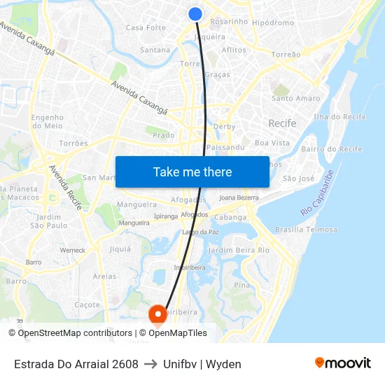 Estrada Do Arraial 2608 to Unifbv | Wyden map