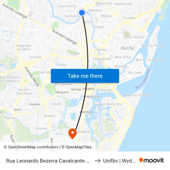 Rua Leonardo Bezerra Cavalcante 360 to Unifbv | Wyden map