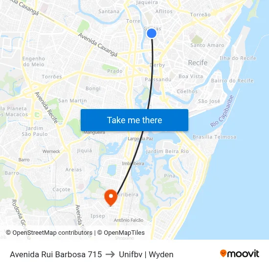 Avenida Rui Barbosa 715 to Unifbv | Wyden map
