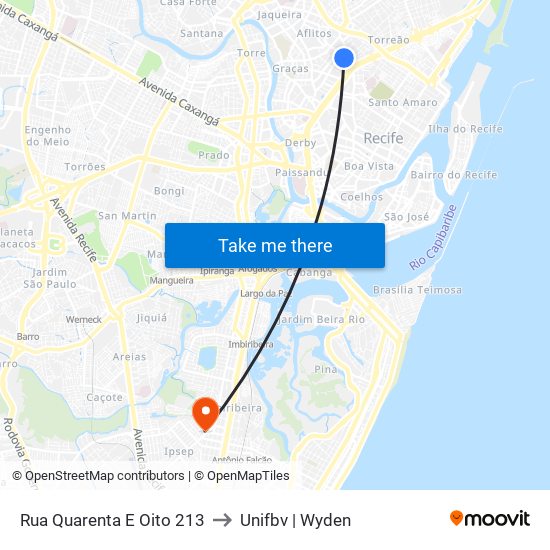 Rua Quarenta E Oito 213 to Unifbv | Wyden map