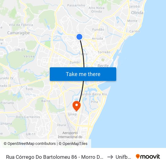 Rua Córrego Do Bartolomeu 86 - Morro Da Conceição Recife - Pe 52280-060 Brazil to Unifbv | Wyden map