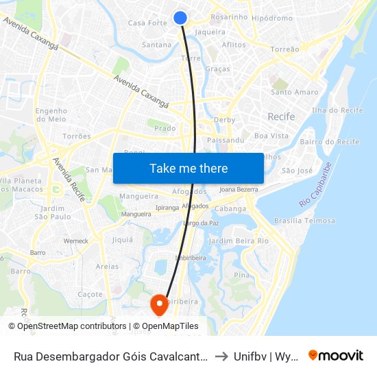 Rua Desembargador Góis Cavalcante 460 to Unifbv | Wyden map