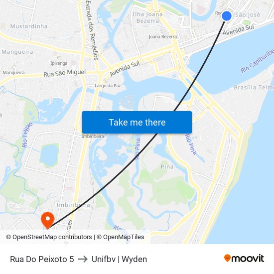Rua Do Peixoto 5 to Unifbv | Wyden map