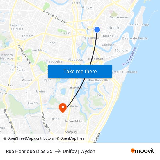 Rua Henrique Dias 35 to Unifbv | Wyden map