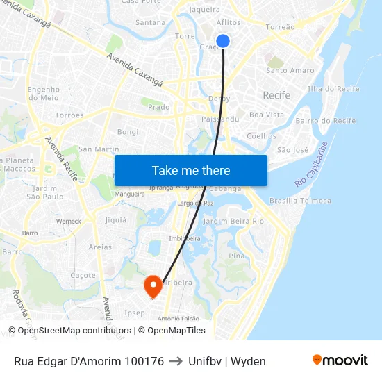 Rua Edgar D'Amorim 100176 to Unifbv | Wyden map