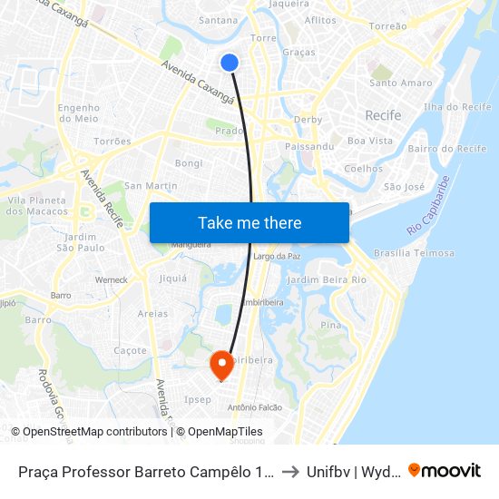 Praça Professor Barreto Campêlo 1169 to Unifbv | Wyden map