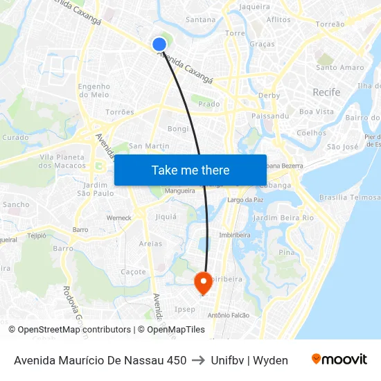 Avenida Maurício De Nassau 450 to Unifbv | Wyden map