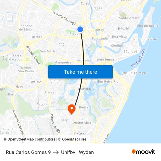 Rua Carlos Gomes 9 to Unifbv | Wyden map