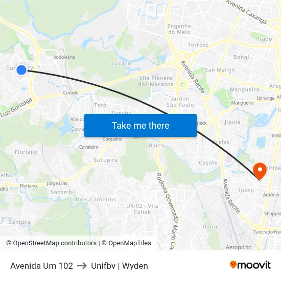 Avenida Um 102 to Unifbv | Wyden map
