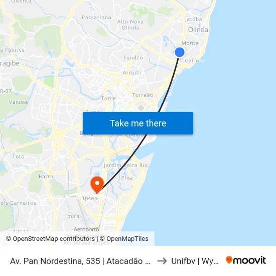 Av. Pan Nordestina, 535 | Atacadão Olinda to Unifbv | Wyden map