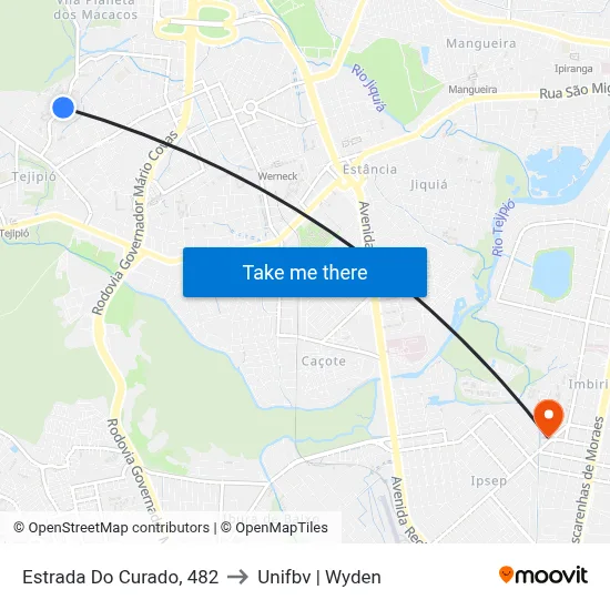 Estrada Do Curado, 482 to Unifbv | Wyden map