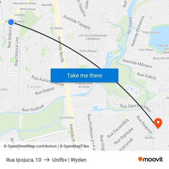Rua Ipojuca, 10 to Unifbv | Wyden map