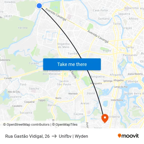 Rua Gastão Vidigal, 26 to Unifbv | Wyden map