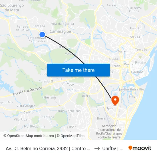 Av. Dr. Belmino Correia, 3932 | Centro De Alberto Maia to Unifbv | Wyden map