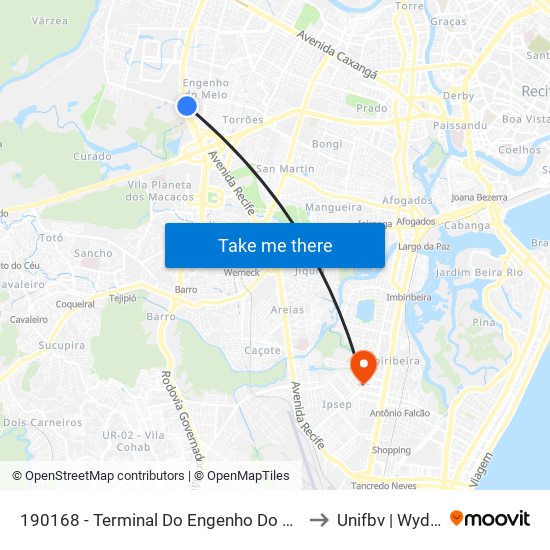 190168 - Terminal Do Engenho Do Meio to Unifbv | Wyden map