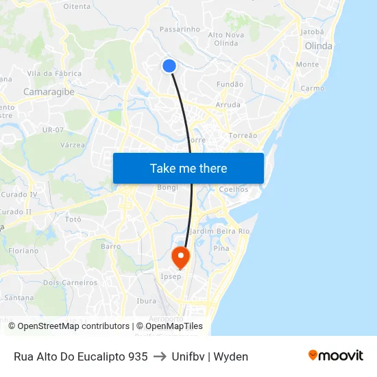 Rua Alto Do Eucalipto 935 to Unifbv | Wyden map