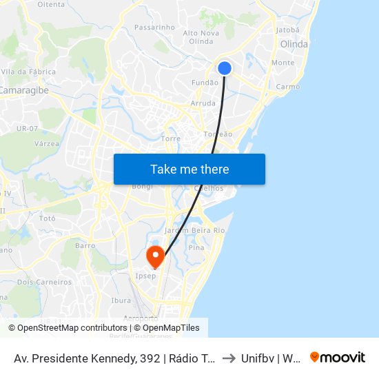 Av. Presidente Kennedy, 392 | Rádio Tamandaré to Unifbv | Wyden map