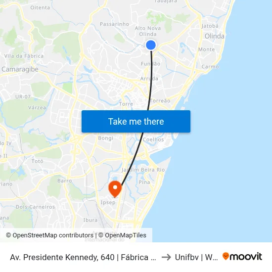 Av. Presidente Kennedy, 640 | Fábrica Da Antartica to Unifbv | Wyden map
