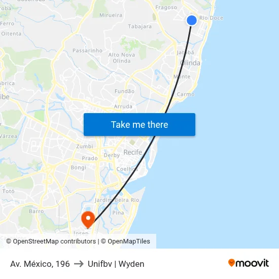 Av. México, 196 to Unifbv | Wyden map