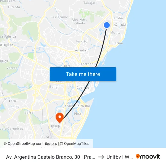 Av. Argentina Castelo Branco, 30 | Praça Da Bíblia to Unifbv | Wyden map