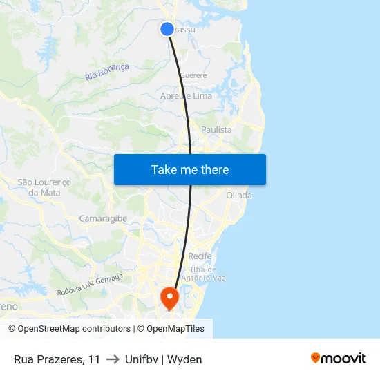 Rua Prazeres, 11 to Unifbv | Wyden map