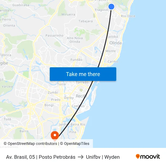 Av. Brasil, 05 | Posto Petrobrás to Unifbv | Wyden map