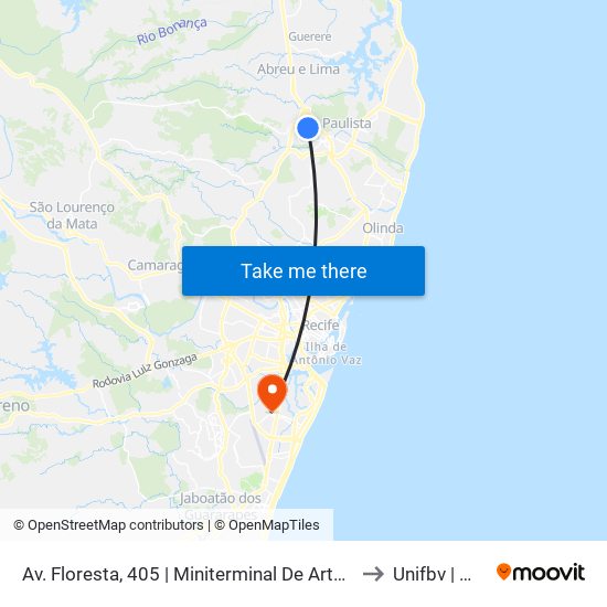 Av. Floresta,  405 | Miniterminal De Arthur Lundgren I to Unifbv | Wyden map