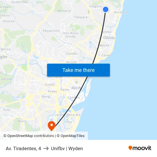 Av. Tiradentes, 4 to Unifbv | Wyden map
