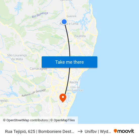 Rua Tejipió, 625 | Bomboniere Desterro to Unifbv | Wyden map