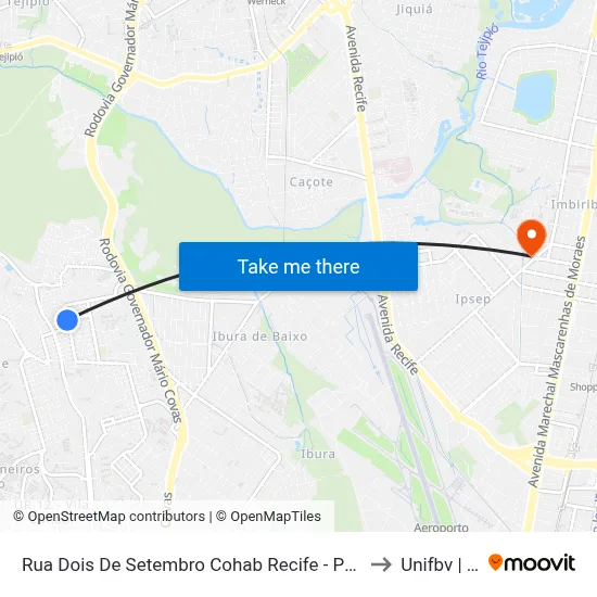 Rua Dois De Setembro Cohab Recife - Pernambuco 51340 Brasil to Unifbv | Wyden map