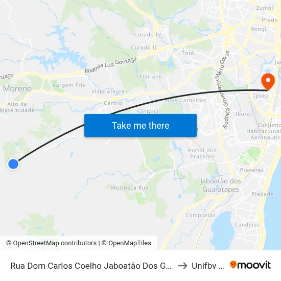 Rua Dom Carlos Coelho Jaboatão Dos Guararapes - Pernambuco Brasil to Unifbv | Wyden map
