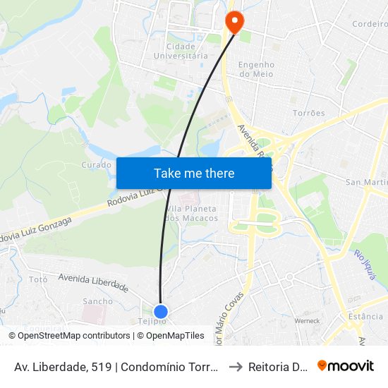 Av. Liberdade, 519 | Condomínio Torres Da Liberdade to Reitoria Da Ufpe map