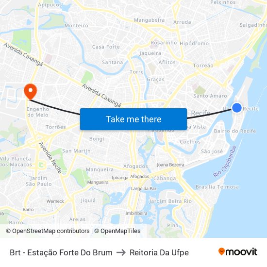 Brt -  Estação Forte Do Brum to Reitoria Da Ufpe map
