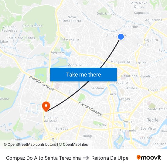 Compaz Do Alto Santa Terezinha to Reitoria Da Ufpe map