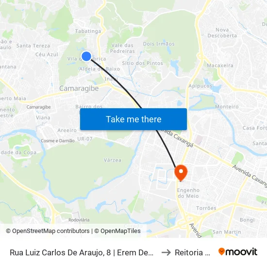 Rua Luiz Carlos De Araujo, 8 | Erem Deputado Oscar Carneiro to Reitoria Da Ufpe map