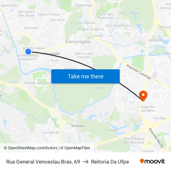 Rua General Venceslau Brás, 69 to Reitoria Da Ufpe map