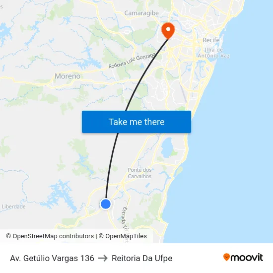 Av. Getúlio Vargas 136 to Reitoria Da Ufpe map