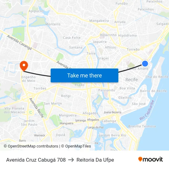 Avenida Cruz Cabugá 708 to Reitoria Da Ufpe map