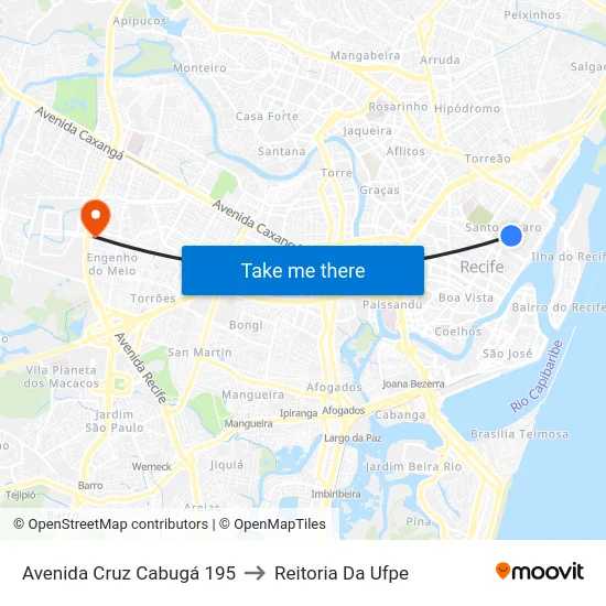Avenida Cruz Cabugá 195 to Reitoria Da Ufpe map