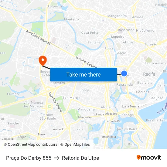 Praça Do Derby 855 to Reitoria Da Ufpe map