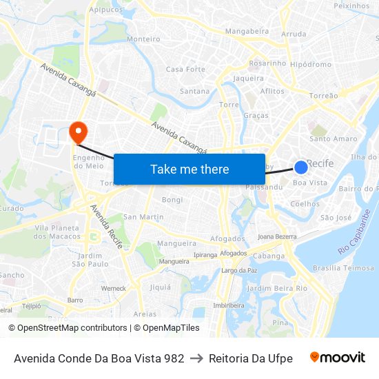 Avenida Conde Da Boa Vista 982 to Reitoria Da Ufpe map