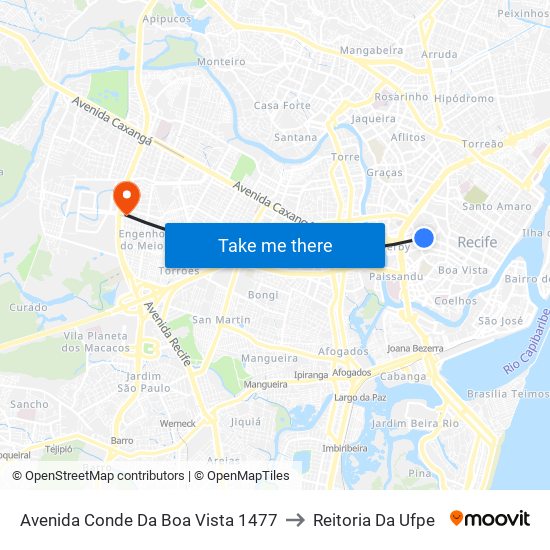 Avenida Conde Da Boa Vista 1477 to Reitoria Da Ufpe map